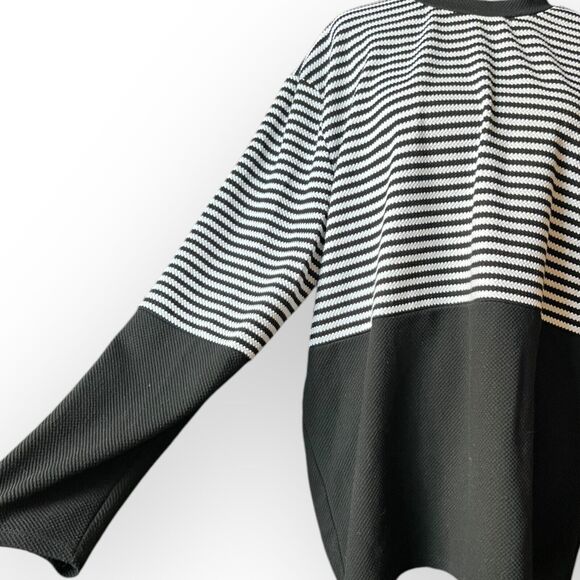H&M Women's Black & White Striped Colorblock Pullover Tunic Top Size XL - Picture 7 of 13